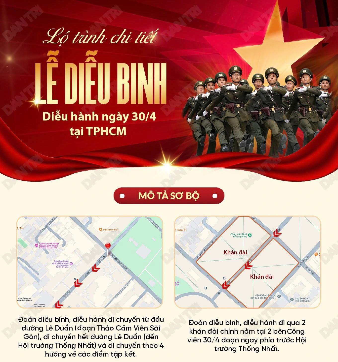 Kỷ niệm 50 năm Giải phóng miền Nam: Tuyến đường đoàn diễu binh sẽ đi qua tại TP.HCM